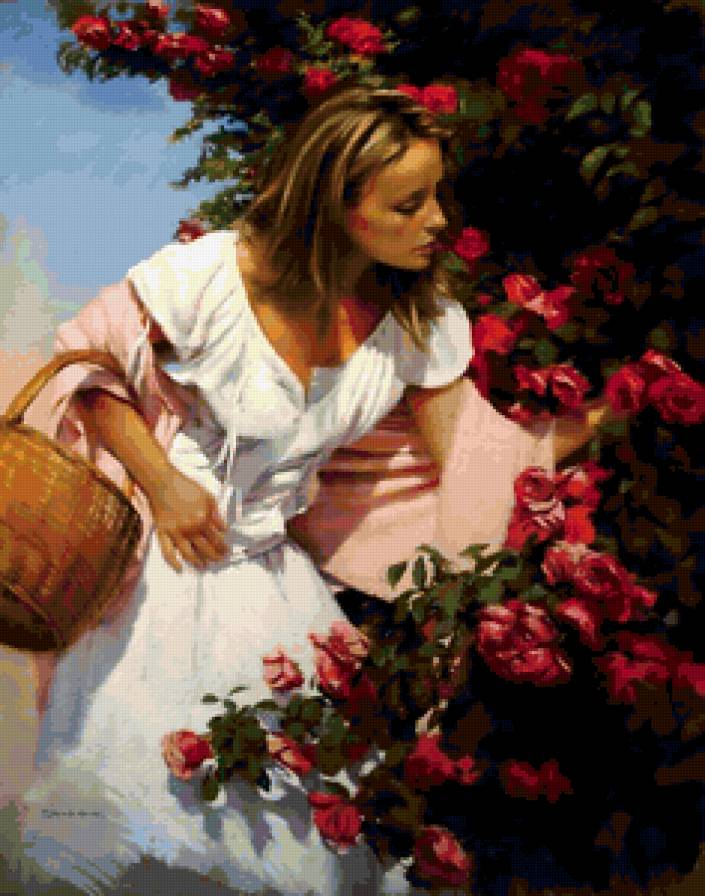 Девушка в саду - женщина, девушка, женский образ - предпросмотр