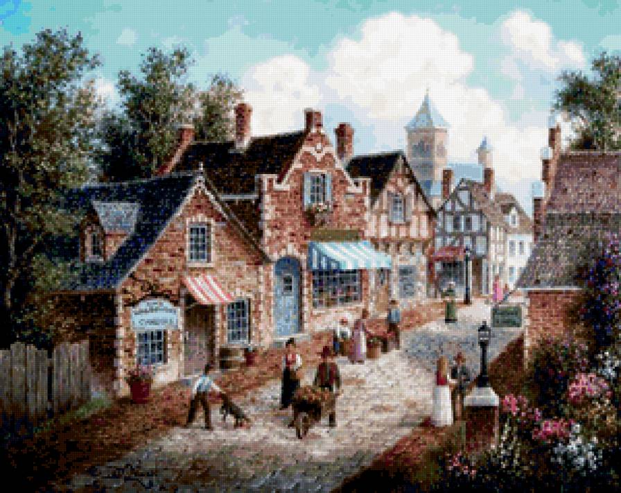 Городок - пейзаж, город, улица, дом - предпросмотр