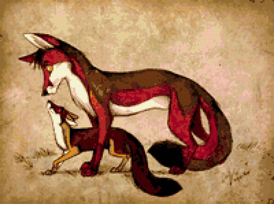 Лисы - отец и сын, лис и лисенок - предпросмотр