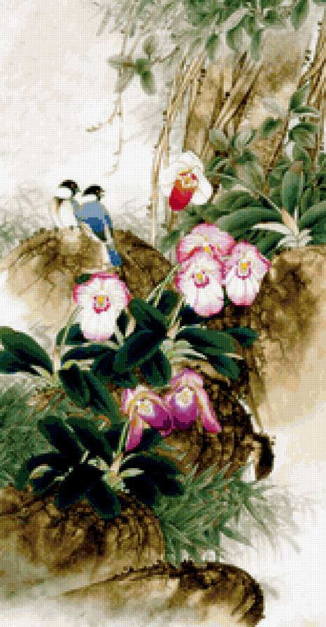 восток - цветы, птицы, природа, восток - предпросмотр