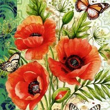 Оригинал схемы вышивки «Маки и бабочки» (№395714)