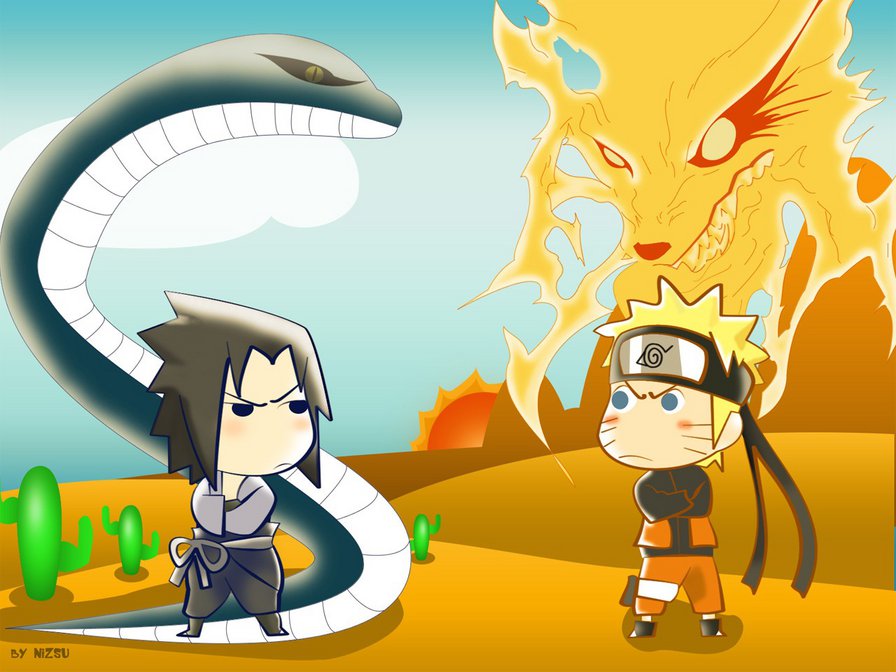 Naruto and Sasuke - аниме, наруто - оригинал