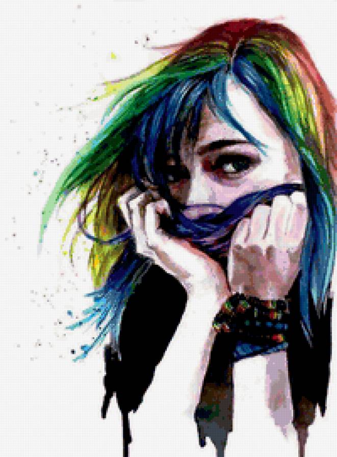 Разновецтные волосы - девушка, краска - предпросмотр