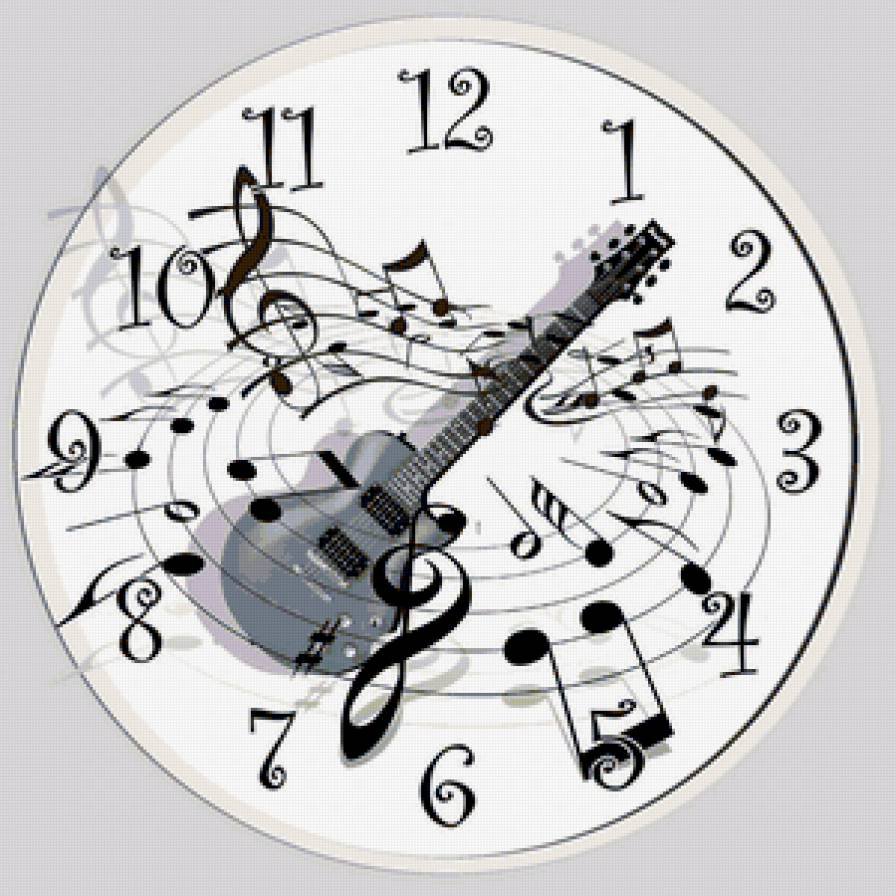 часы - ноты, часы, музыка, гитара - оригинал
