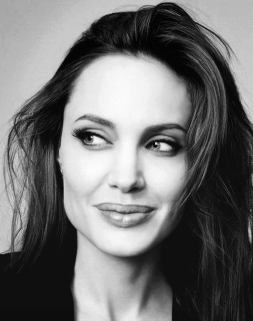 Анджелина Джоли - портрет, актриса, знаменитость, черный, женщина, анджелина джоли, белы - оригинал