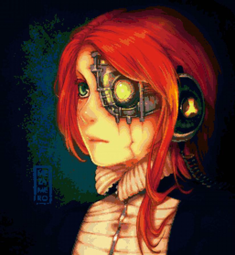 Механическая девушка - девушка, рыжая, техника - предпросмотр