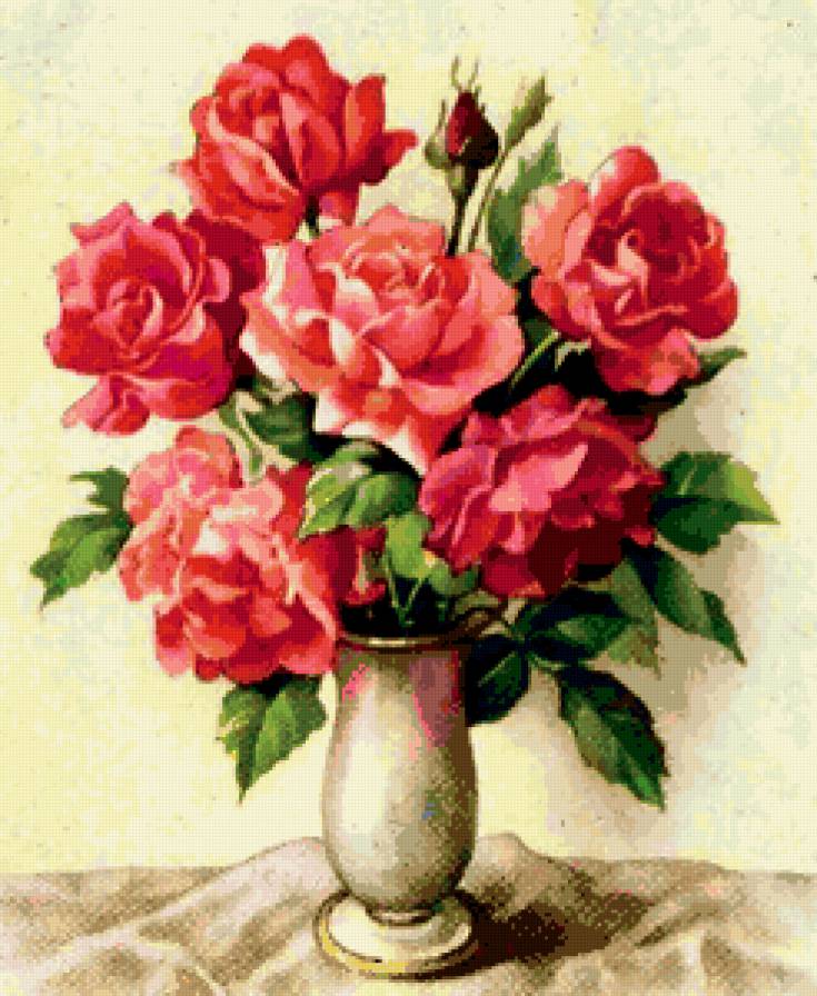 розы в вазе - предпросмотр