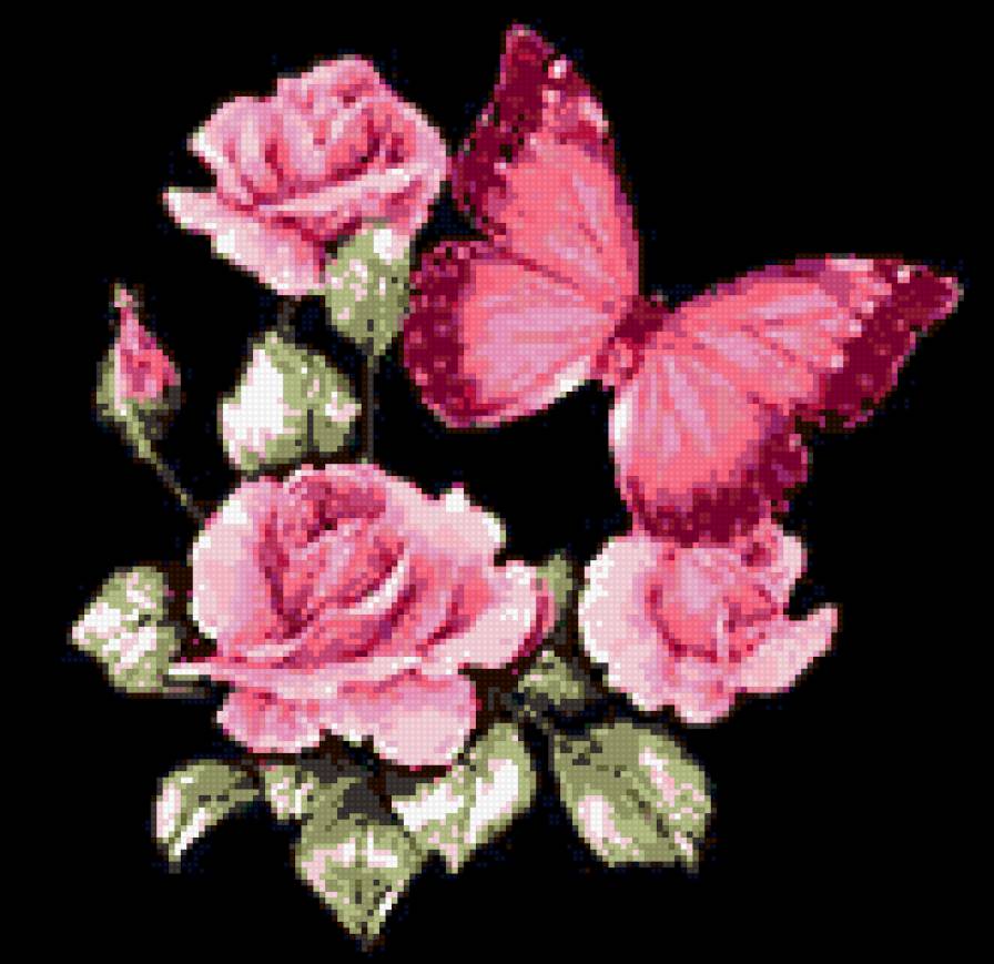 роза с бабочкой - предпросмотр