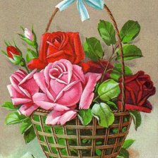 Оригинал схемы вышивки «розы в корзине» (№397554)