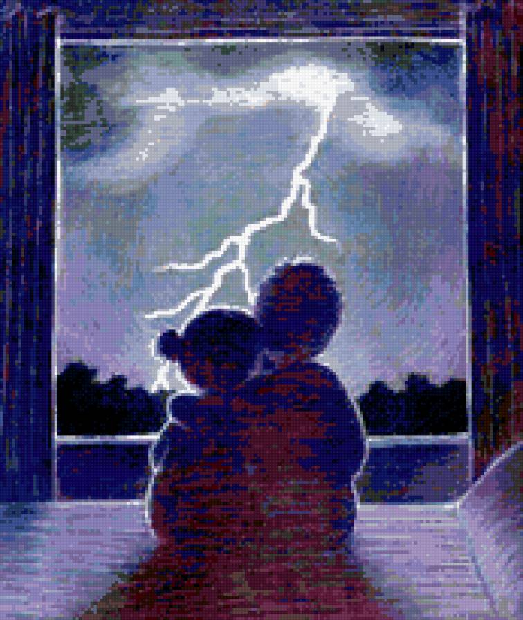 гроза - ночь, дети, дождь - предпросмотр