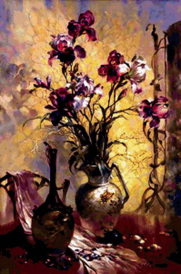 ирисы - букет, картина, живопись, цветы - предпросмотр