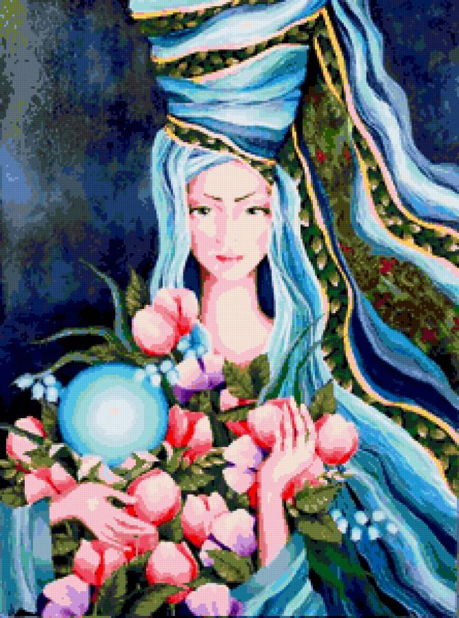 Карнавал - девушка, цветы, букет - предпросмотр