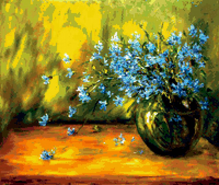 васильки в ваз - цветы - предпросмотр