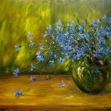 Схема вышивки «васильки в ваз»