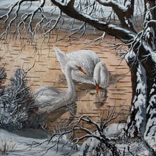 Схема вышивки «Живопись на бересте Лебеди»