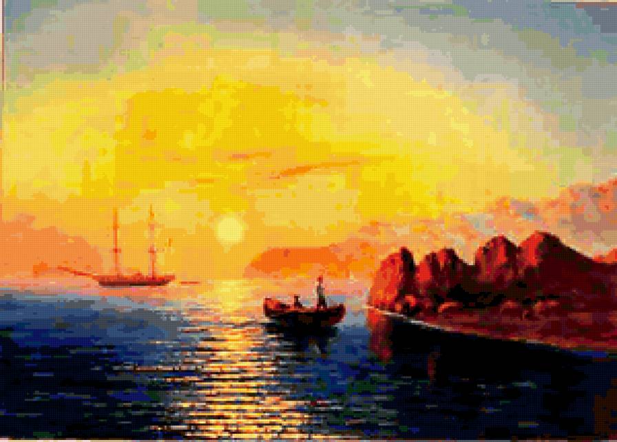 №398302 - корабль, море, лодка, закат, пейзаж - предпросмотр