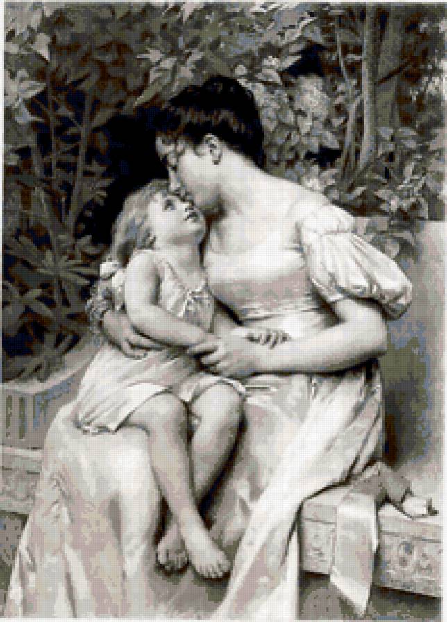 Нежность - девочка, дама.ребенок, поцелуй, мама - предпросмотр