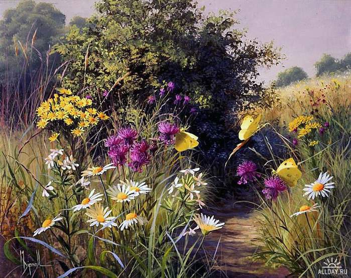 Серия "Полевые цветы" - пейзаж, цветы, лето, поле, ромашки - оригинал