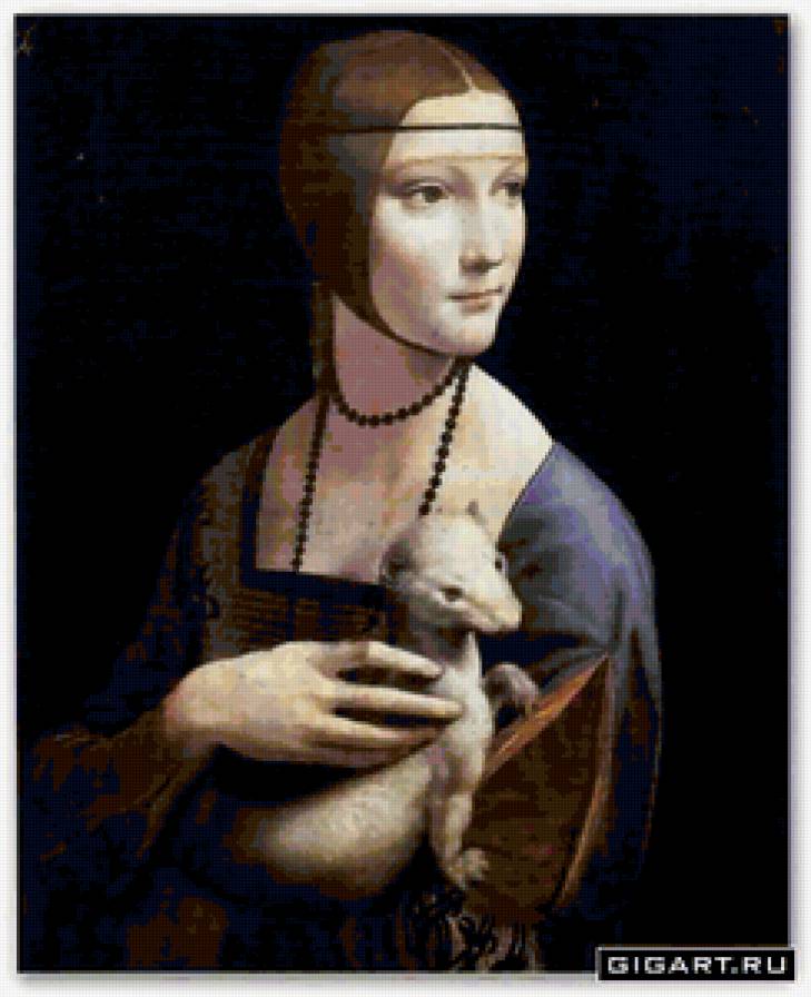 №398659 - девушка, портрет, женщина, горностай, живопись - предпросмотр