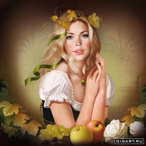 Арт художницы-иллюстратора Татьяны Дорониной - девушка, портрет, фрукты, живопись - оригинал