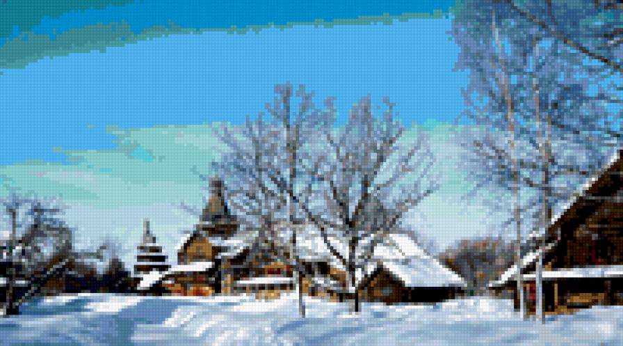 зимняя деревня - зима, пейзаж - предпросмотр