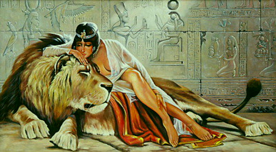 Клеопатра и лев - картина - оригинал