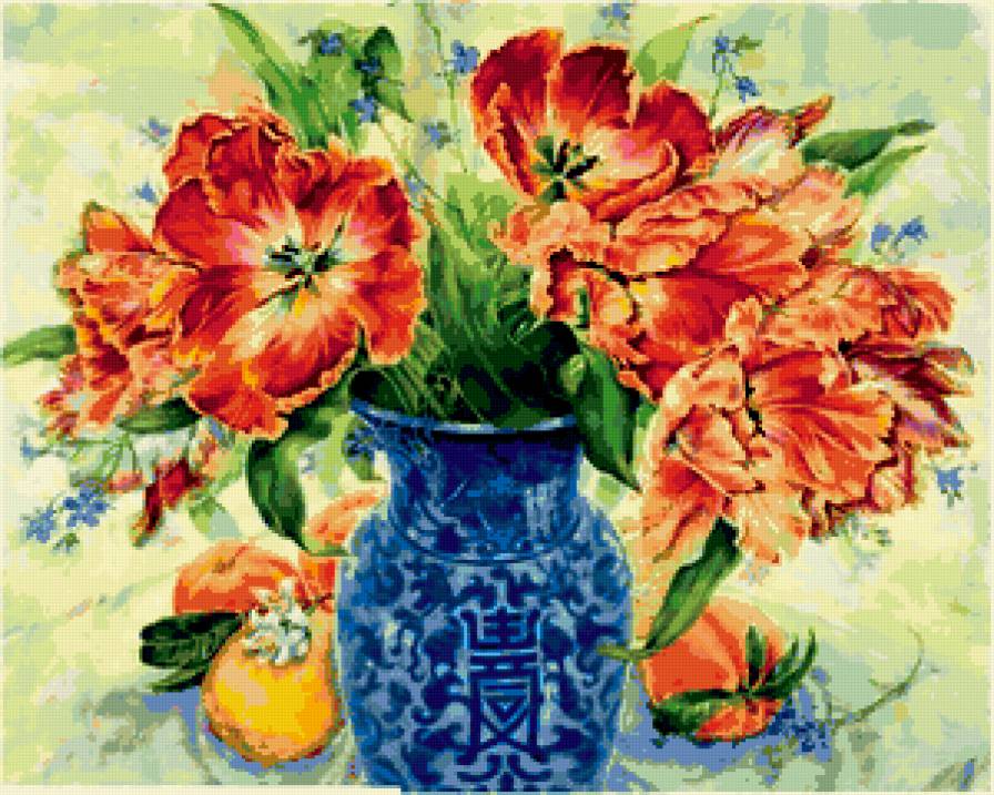 тюльпаны в вазе - предпросмотр
