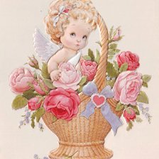 Схема вышивки «ангелок и розы»