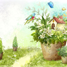 Схема вышивки «Дом в горшочке»
