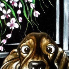 Схема вышивки «любопытный щенок»