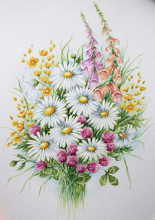 скромный букетик - ромашки, букет, цветы - оригинал