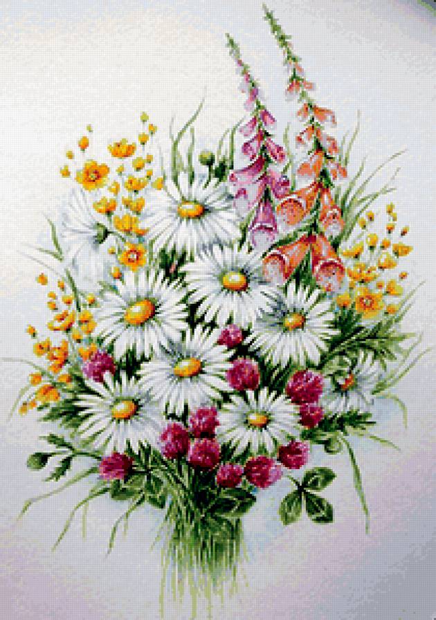 скромный букетик - цветы, ромашки, букет - предпросмотр