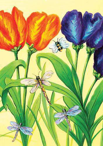 тюльпаны и стрекозы - пчелки, стрекозы, тюльпаны - оригинал