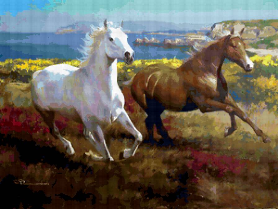 Автор Spartaco Lombardo - лошади, кони, живопись, животные - предпросмотр