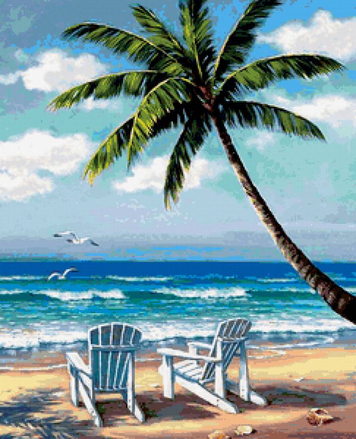 Тропический рай - пальмы, море, пейзаж - предпросмотр