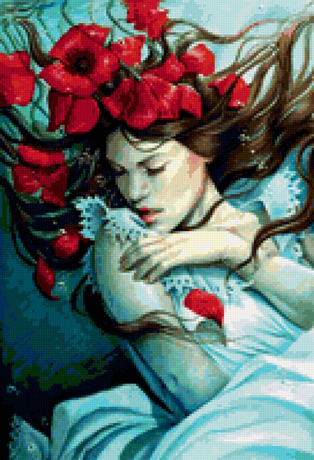 Девушка и маки - маки, девушка - предпросмотр