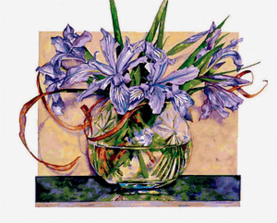 ирисы - ирисы, ваза - предпросмотр