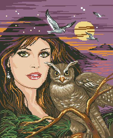 в гармонии с природой - женщина, море, сова, чайки - оригинал