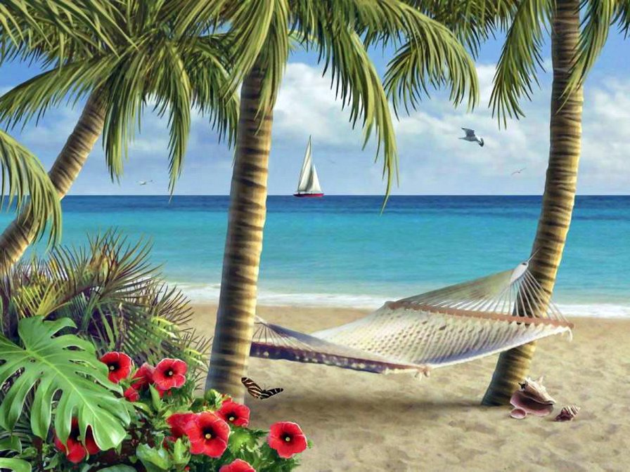 Can You Imagine - цветы, пейзаж, вода, море - оригинал