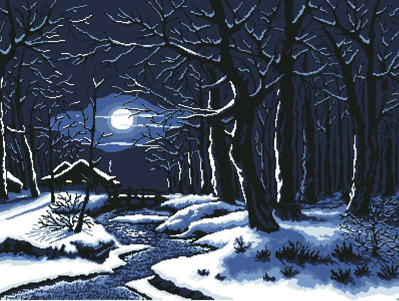 зимняя ночь - лес.луна, ночь, зима - оригинал