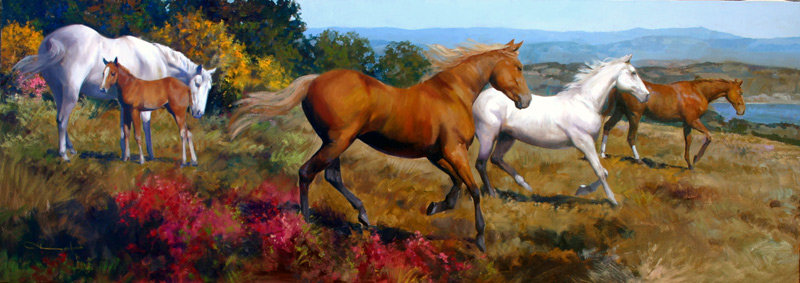 Автор Spartaco Lombardo - животные, кони, живопись, лошади - оригинал