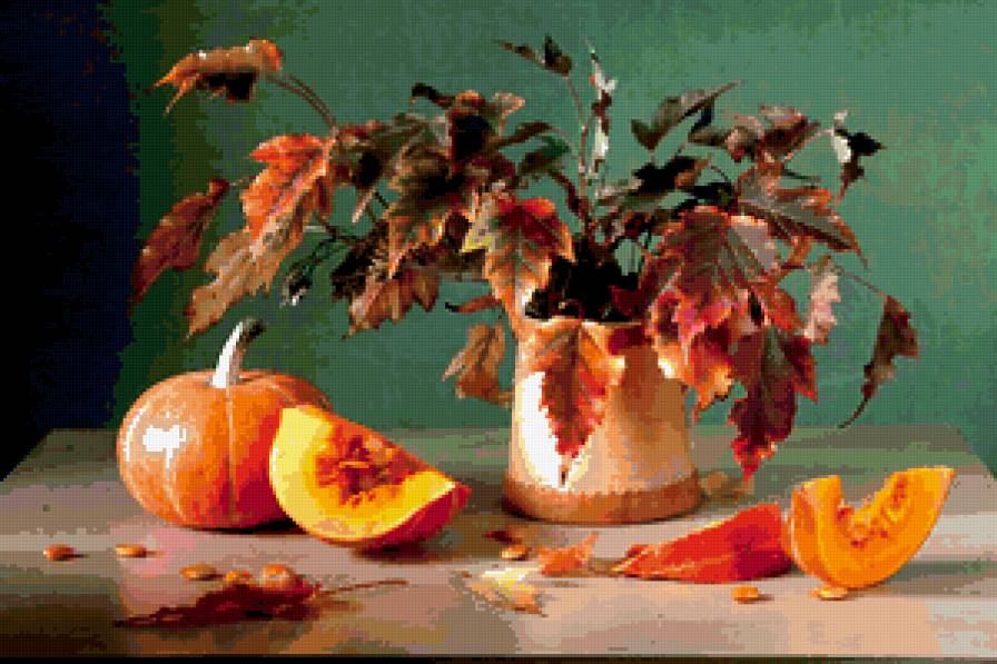 натюрморт от Юлии Овчинниковой - букет, осень, юлия овчинникова, натюрморт, листья - предпросмотр