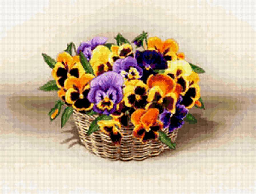 анютины глазки - корзина, анютины глазки, цветы - предпросмотр