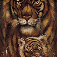 Оригинал схемы вышивки «тигрица с малышом» (№401478)