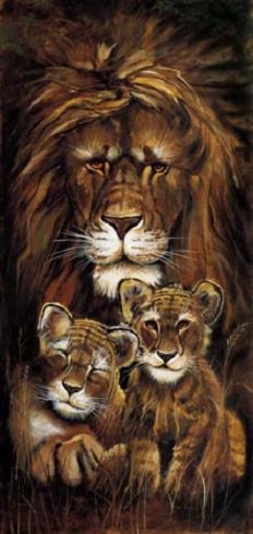 львица с малышами - львы - оригинал