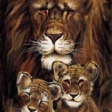 Оригинал схемы вышивки «львица с малышами» (№401481)