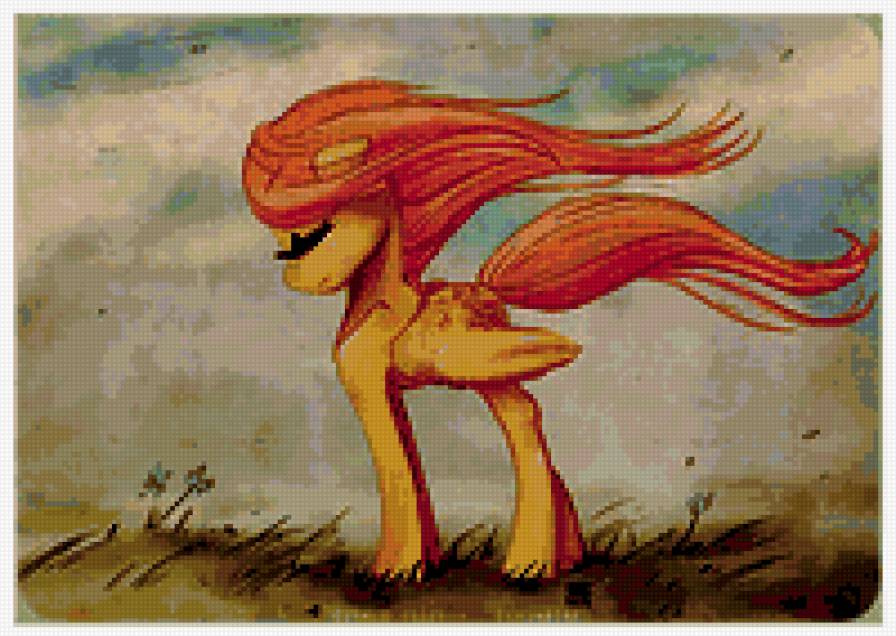 Флатершай и ветреный день - pony cross stitch pattern, flutter shy - предпросмотр