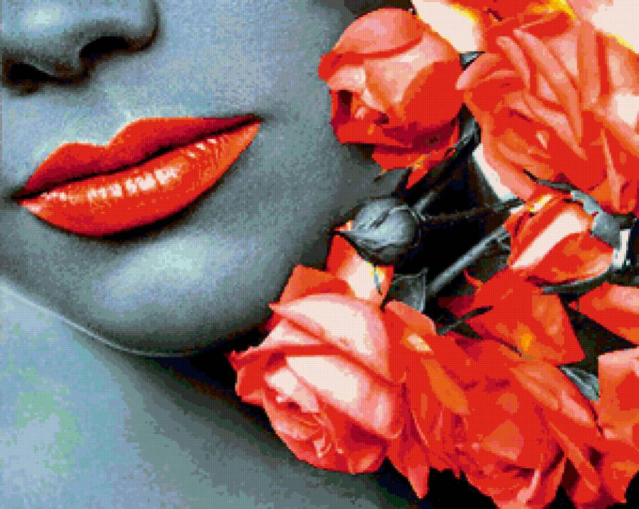 гармония - губы, красные, розы - предпросмотр