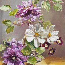 Оригинал схемы вышивки «цветы в вазе» (№402114)