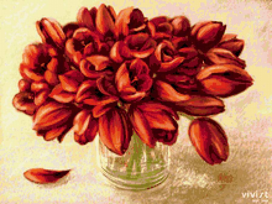 букет тюльпанов - тюльпаны, красное, цветы - предпросмотр